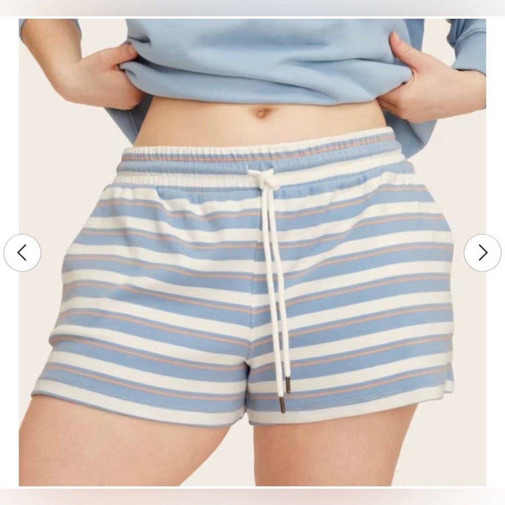 Parke x Target Blue/Orange Striped High-Rise Drawstring Knit Pull-On Shorts 1XL
